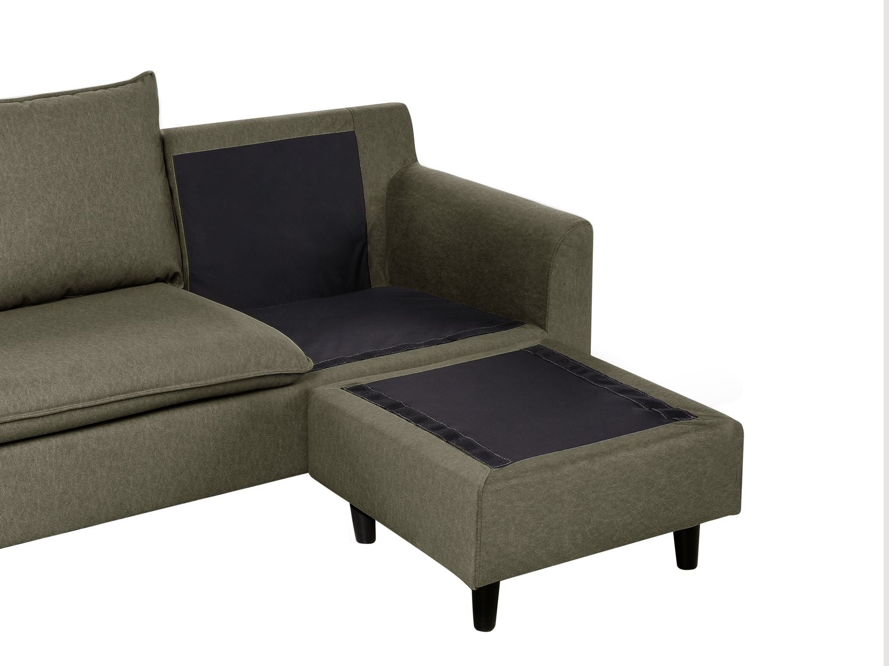 Corner Sofa ELVENES Fabric Dark Green 3 Seater Left Hand
