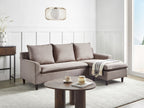 Corner Sofa ELVENES Fabric Taupe 3 Seater Left Hand