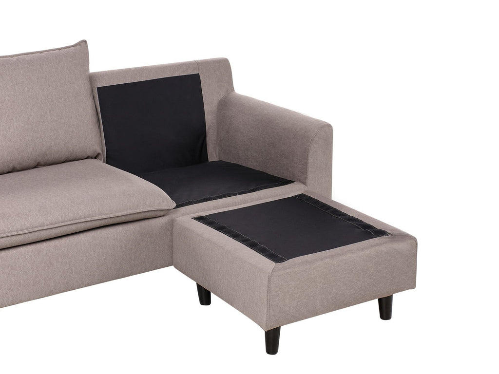 Corner Sofa ELVENES Fabric Taupe 3 Seater Left Hand