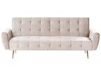 Sofa Bed SELNES Velvet Light Beige 3 Seater
