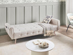 Sofa Bed SELNES Velvet Light Beige 3 Seater