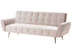 Sofa Bed SELNES Velvet Light Beige 3 Seater