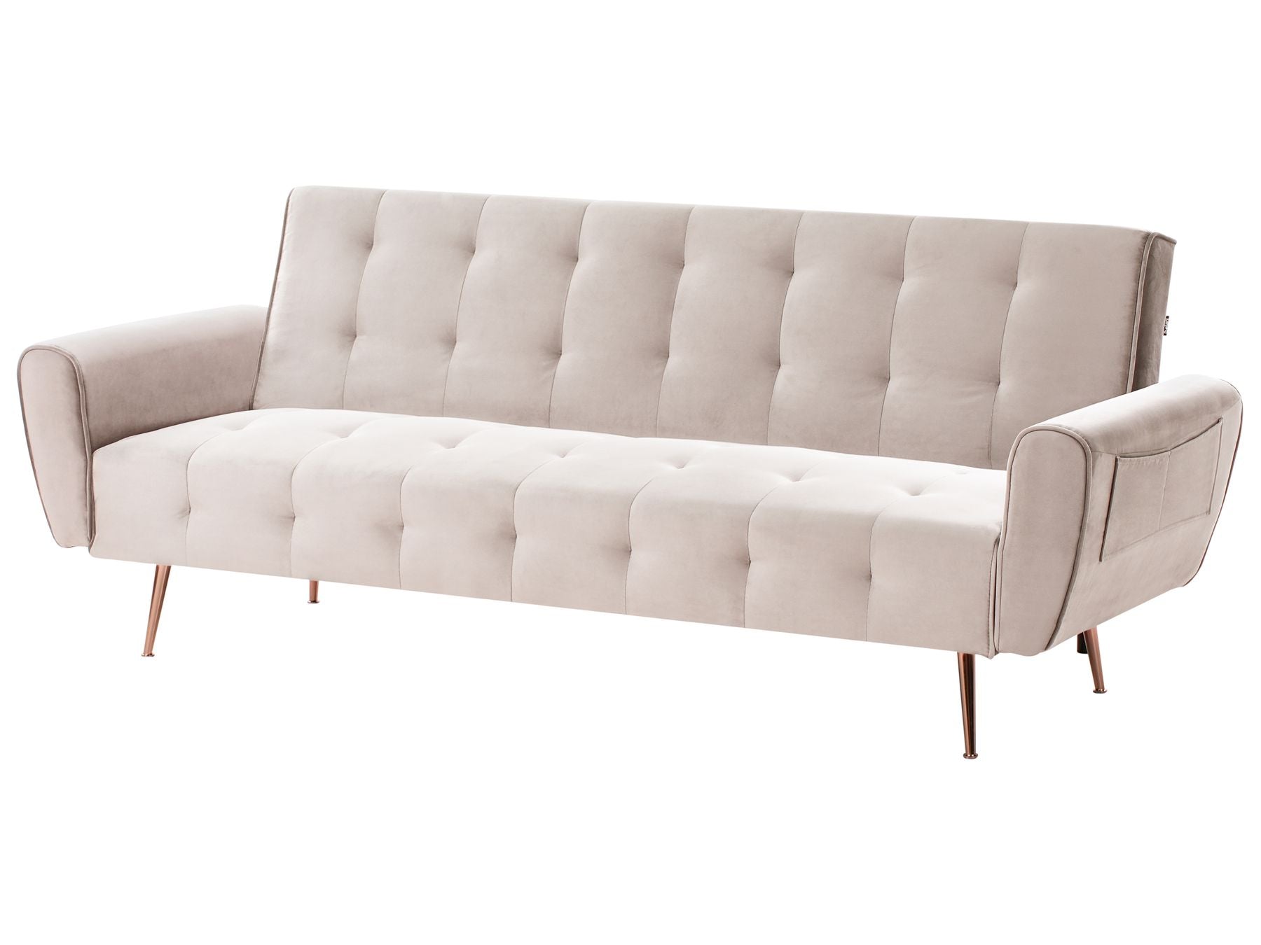 Sofa Bed SELNES Velvet Light Beige 3 Seater