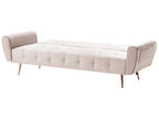 Sofa Bed SELNES Velvet Light Beige 3 Seater