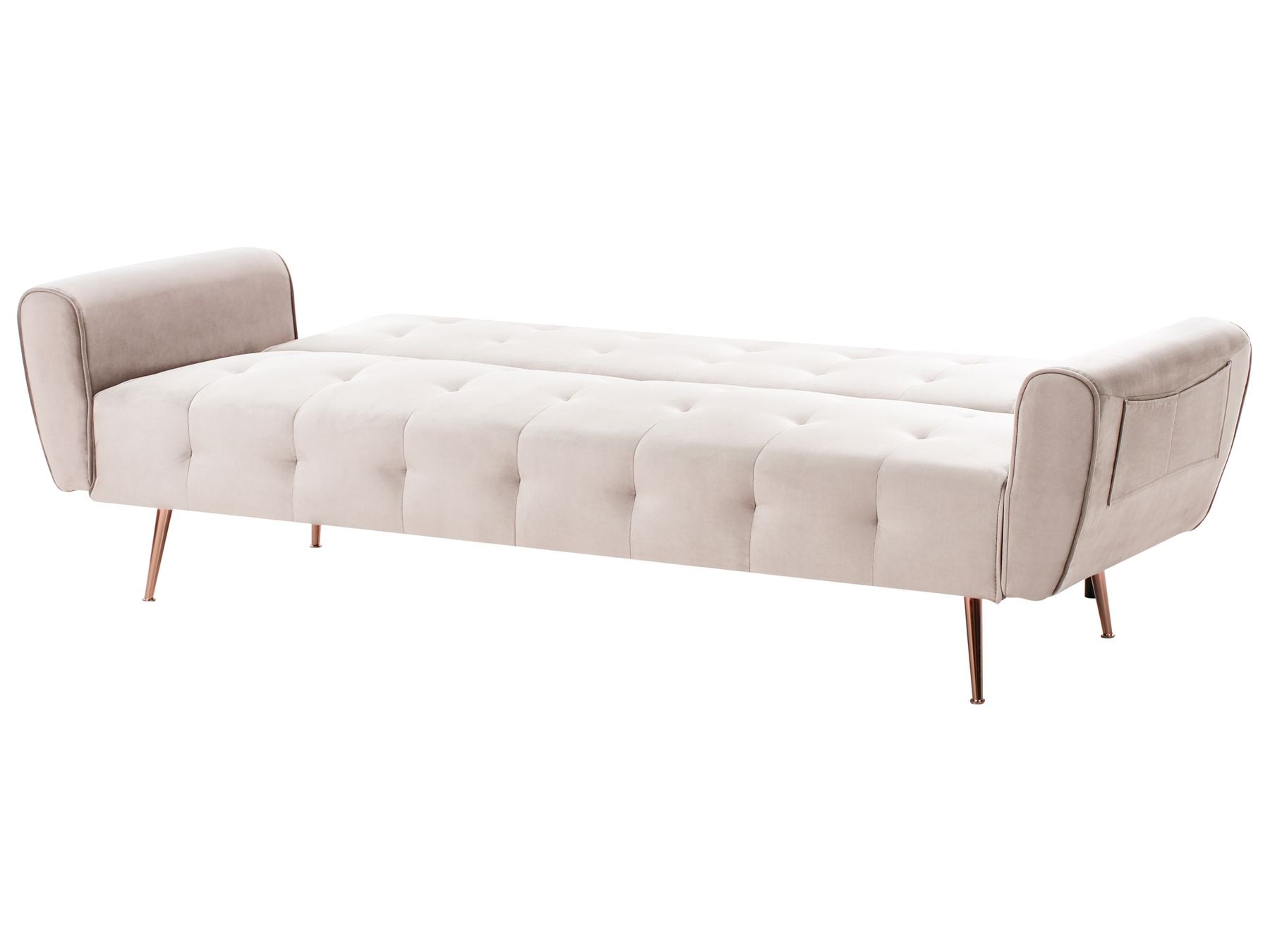 Sofa Bed SELNES Velvet Light Beige 3 Seater