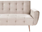Sofa Bed SELNES Velvet Light Beige 3 Seater