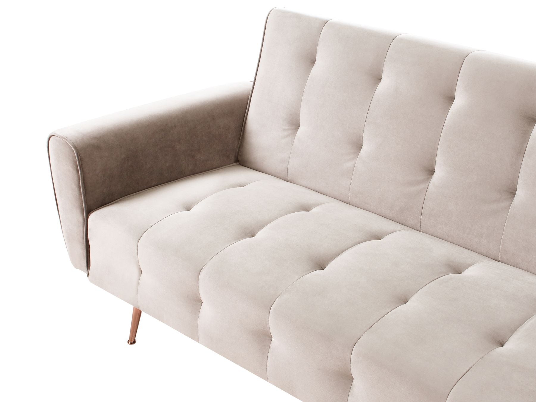 Sofa Bed SELNES Velvet Light Beige 3 Seater