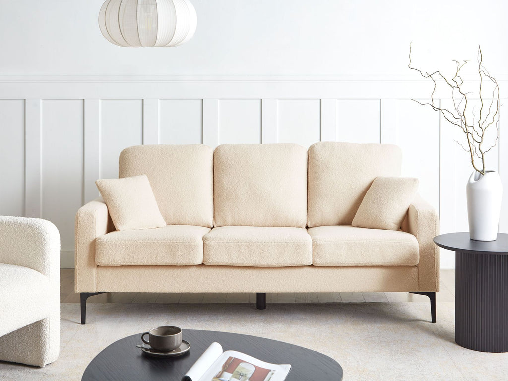 3 Seater Boucle Sofa Beige GAVLE