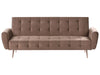 Sofa Bed Velvet Brown 3 Seater