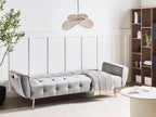 Sofa Bed SELNES Velvet Light Grey 3 Seater