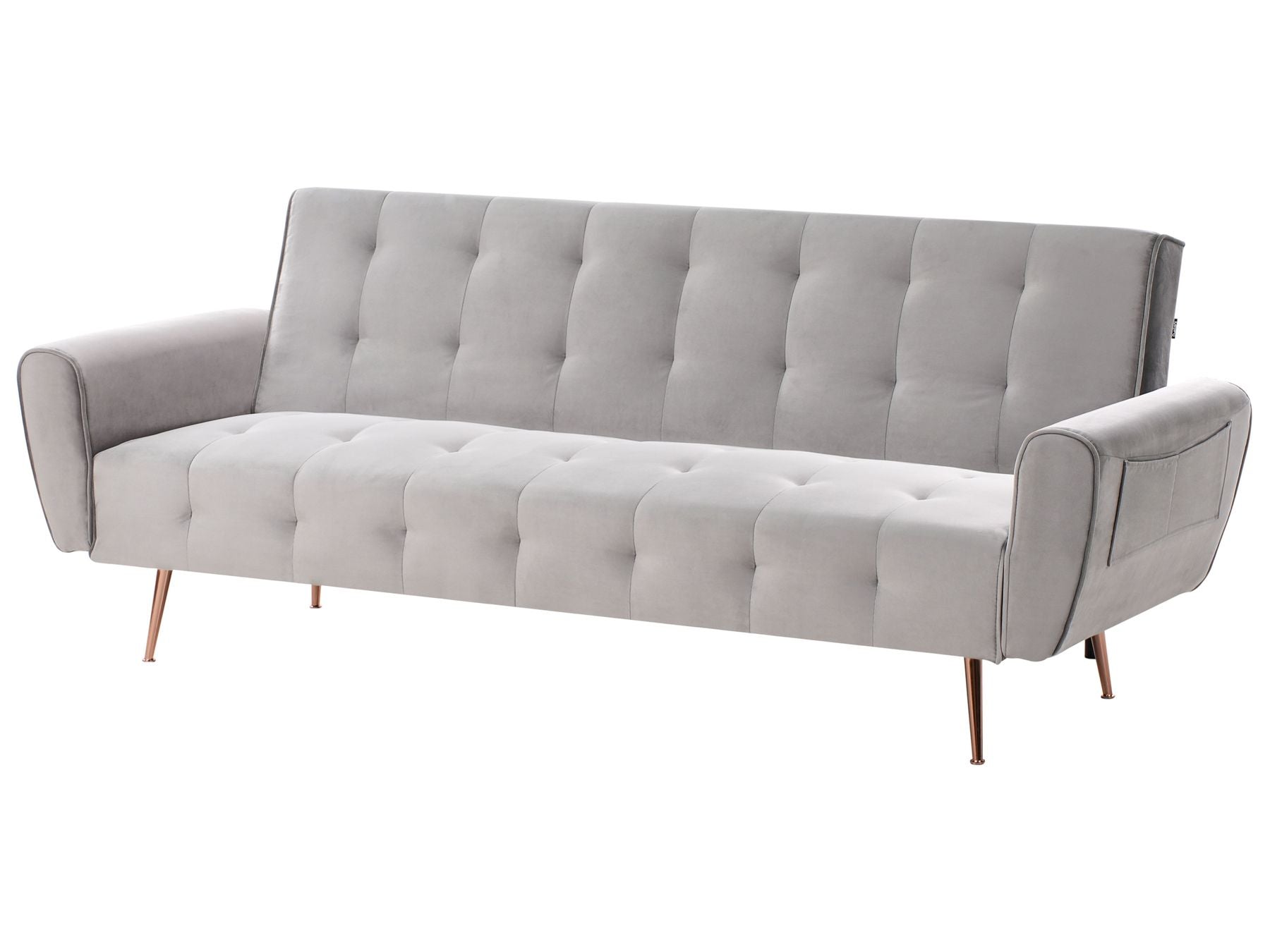 Sofa Bed SELNES Velvet Light Grey 3 Seater