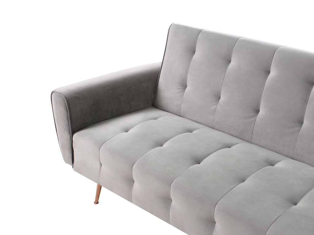 Sofa Bed SELNES Velvet Light Grey 3 Seater