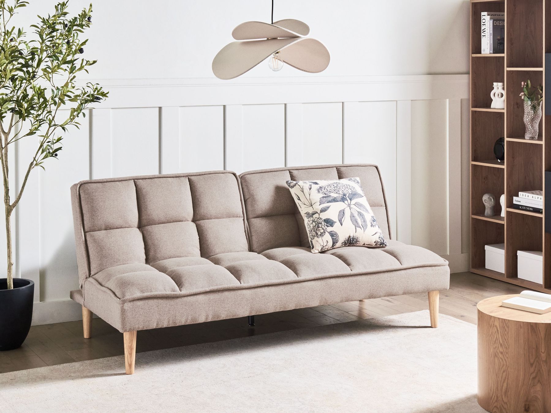 Sofa Bed SILJAN Fabric Light Brown 3 Seater