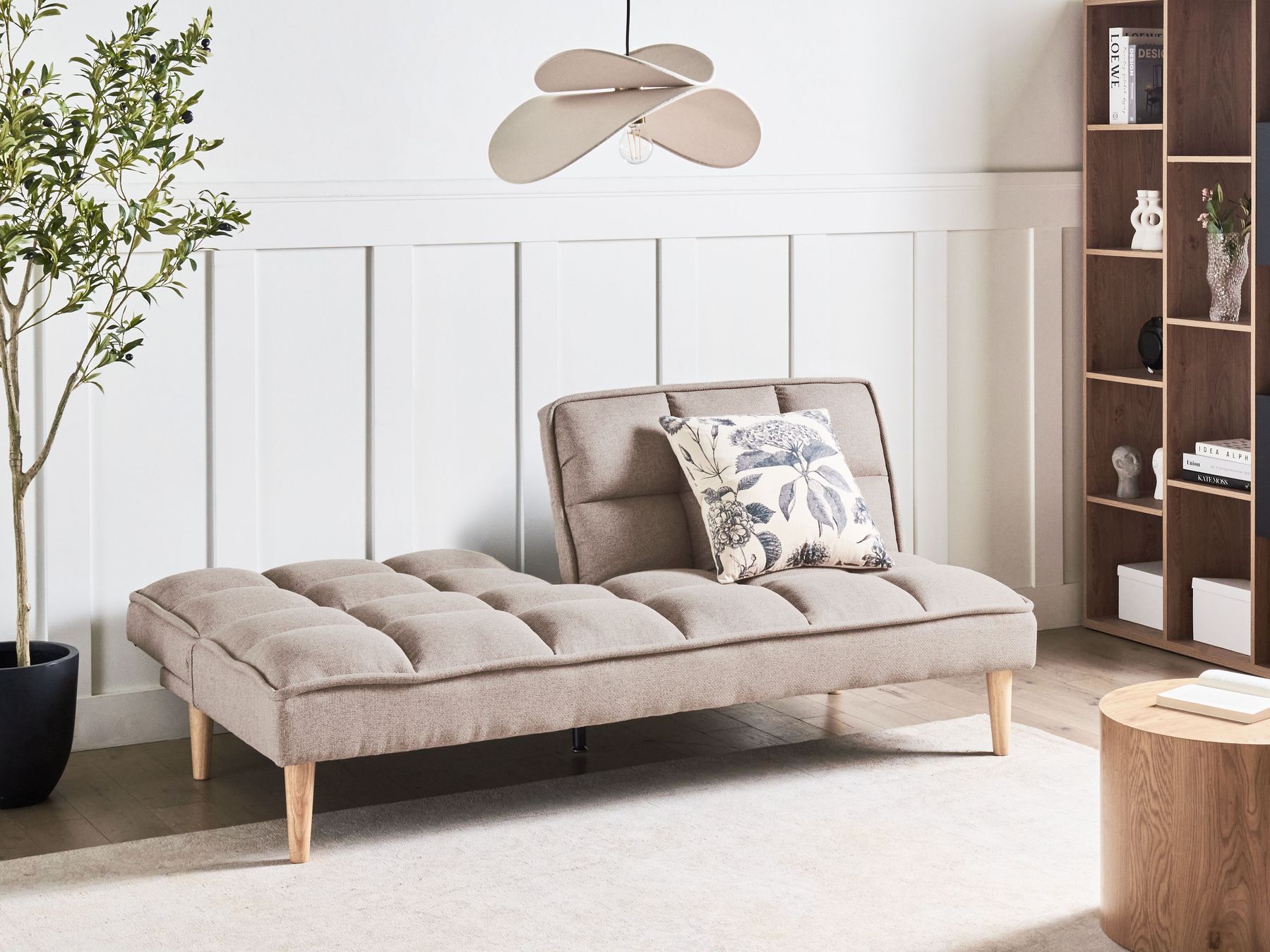 Sofa Bed SILJAN Fabric Light Brown 3 Seater