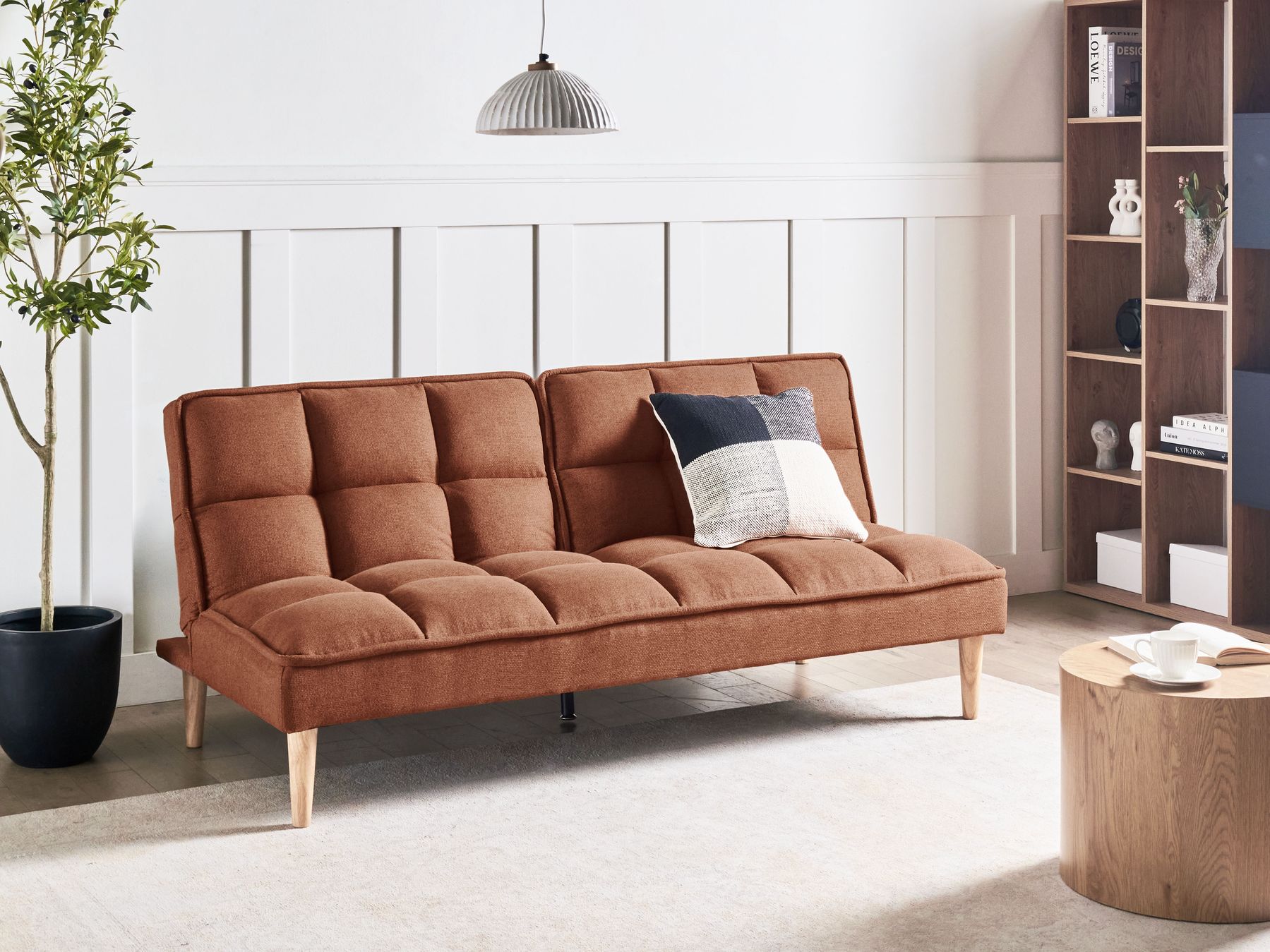 Sofa Bed SILJAN Fabric Golden Brown 3 Seater