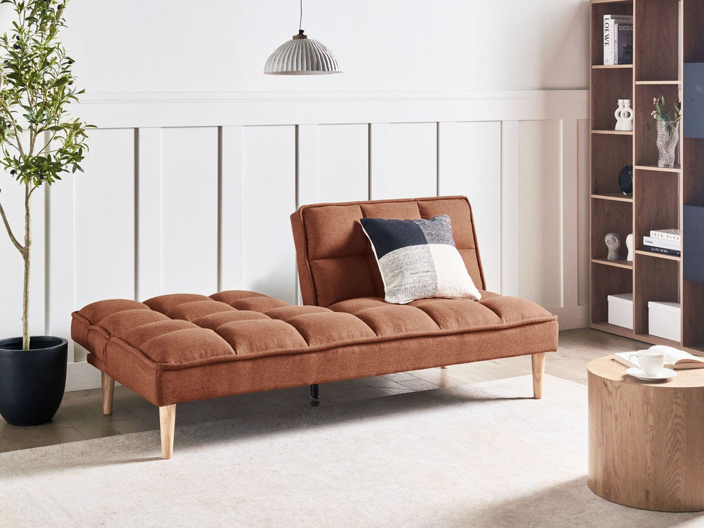 Sofa Bed SILJAN Fabric Golden Brown 3 Seater