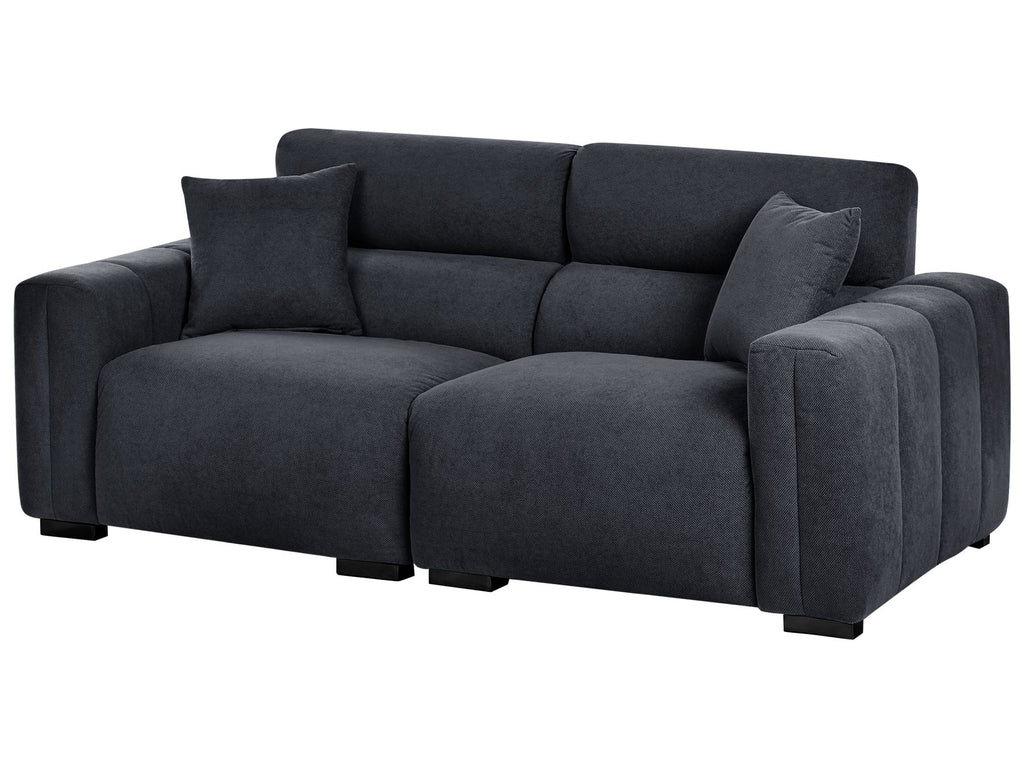 3 Seater Fabric Sofa Black FAUSKAN