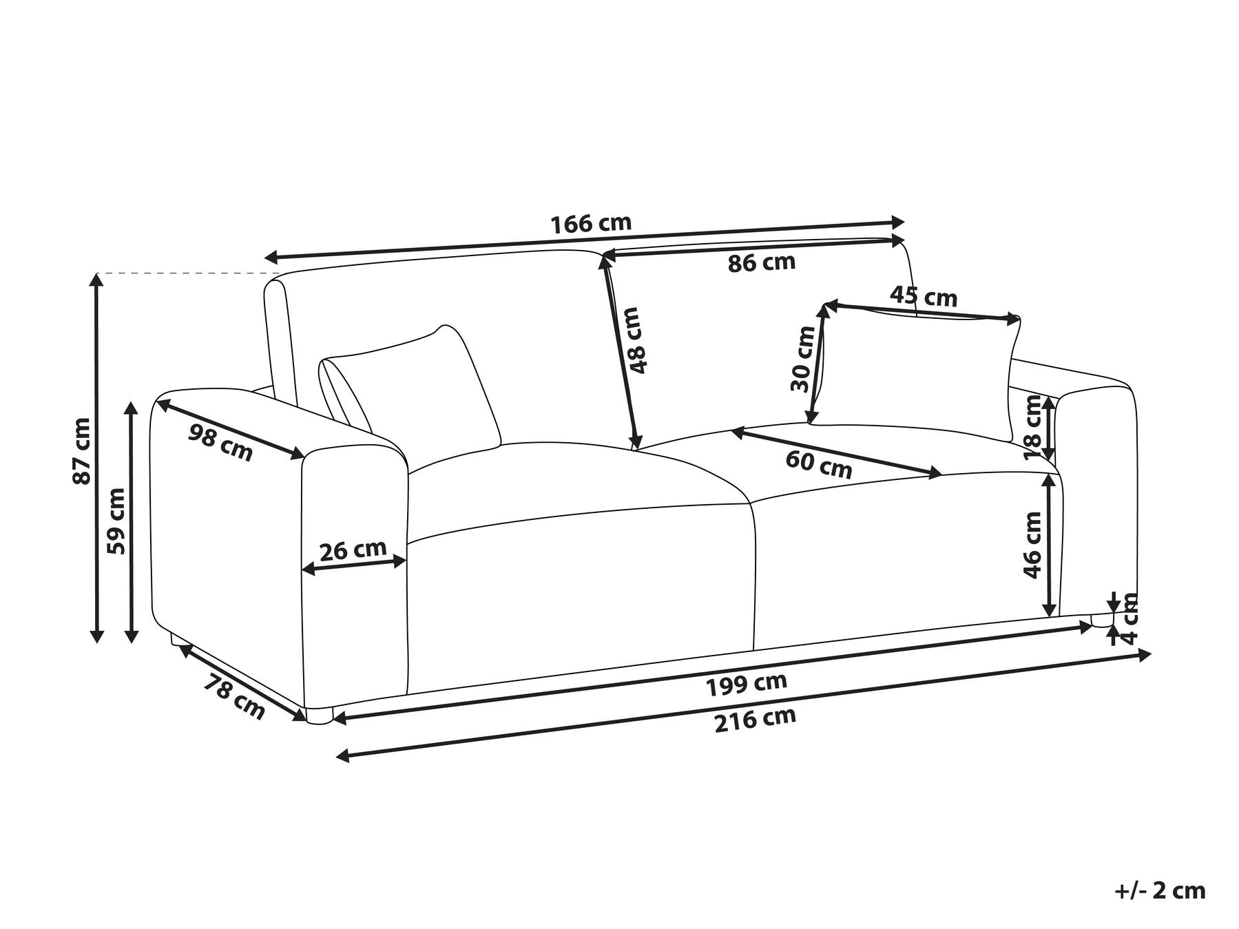 3 Seater Jumbo Cord Sofa Grey SANDORA
