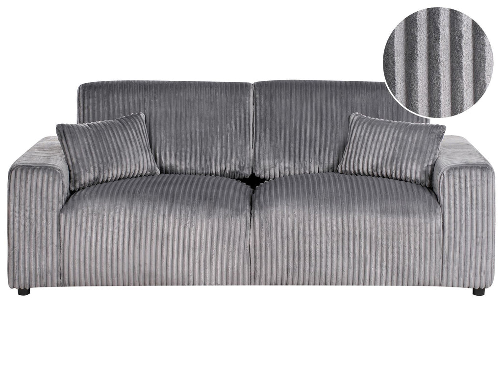 3 Seater Jumbo Cord Sofa Grey SANDORA