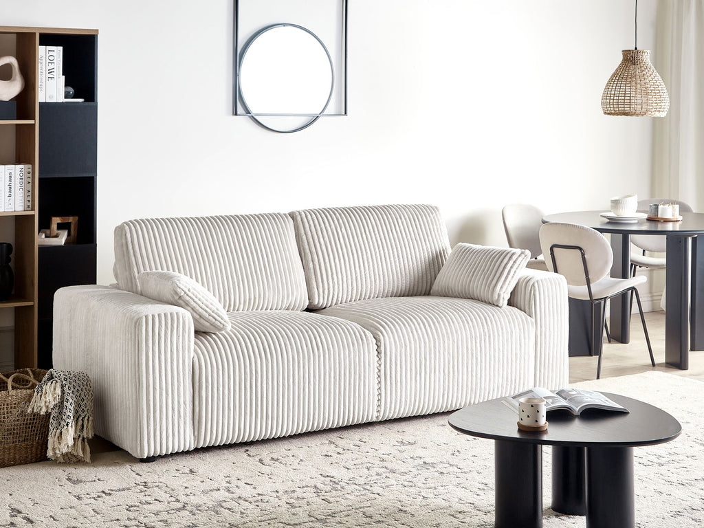 3 Seater Jumbo Cord Sofa Off White SANDORA