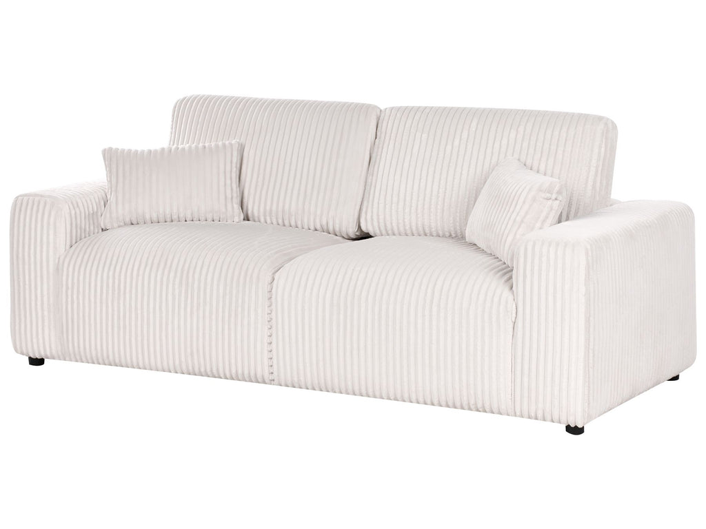 3 Seater Jumbo Cord Sofa Off White SANDORA