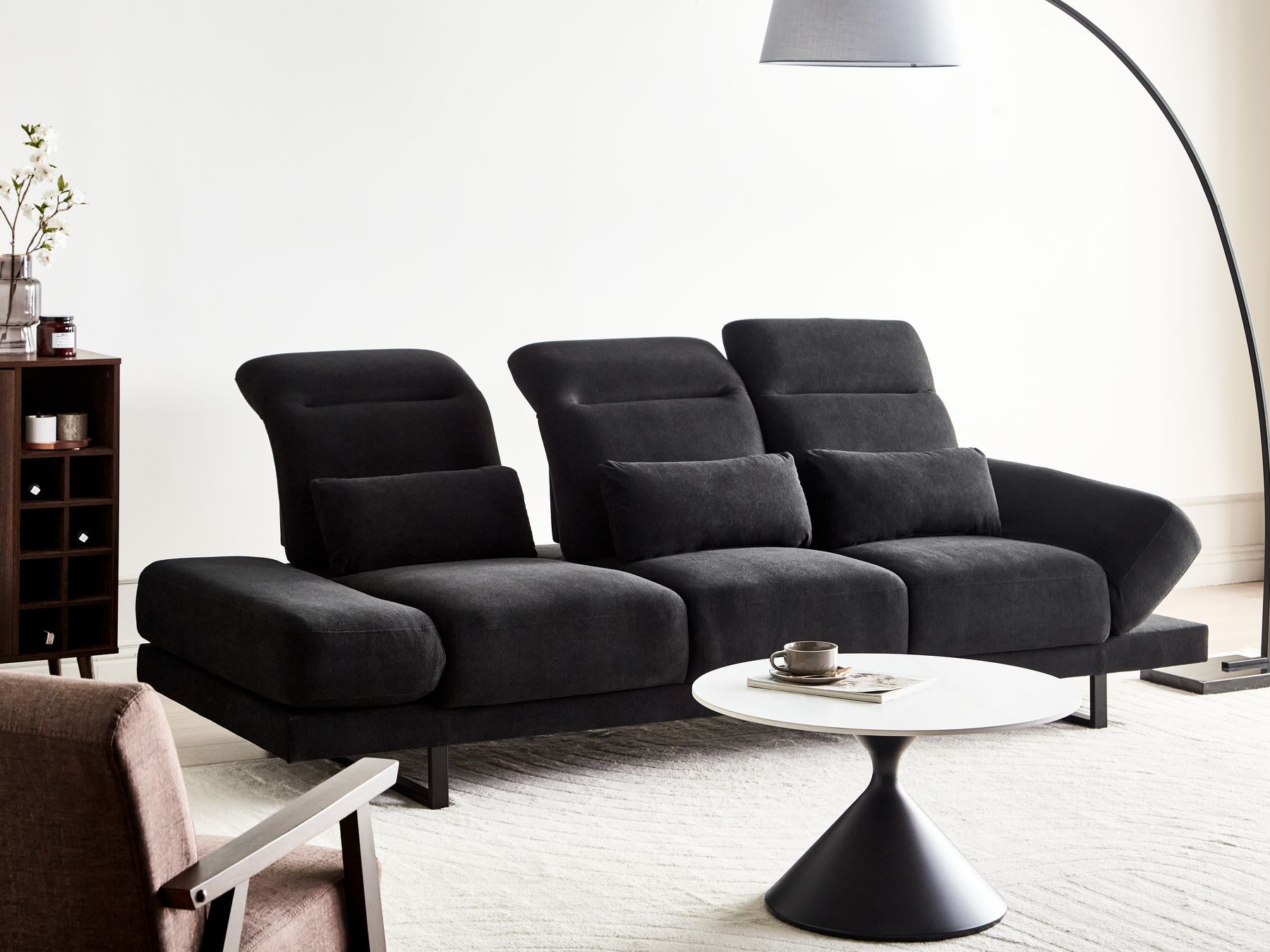 Fabric 3 Seater Sofa Black IKAST