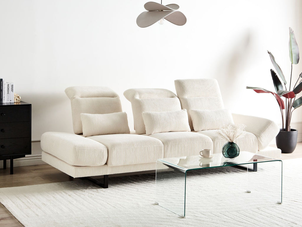 Jumbo Cord 3 Seater Sofa Light Beige IKAST