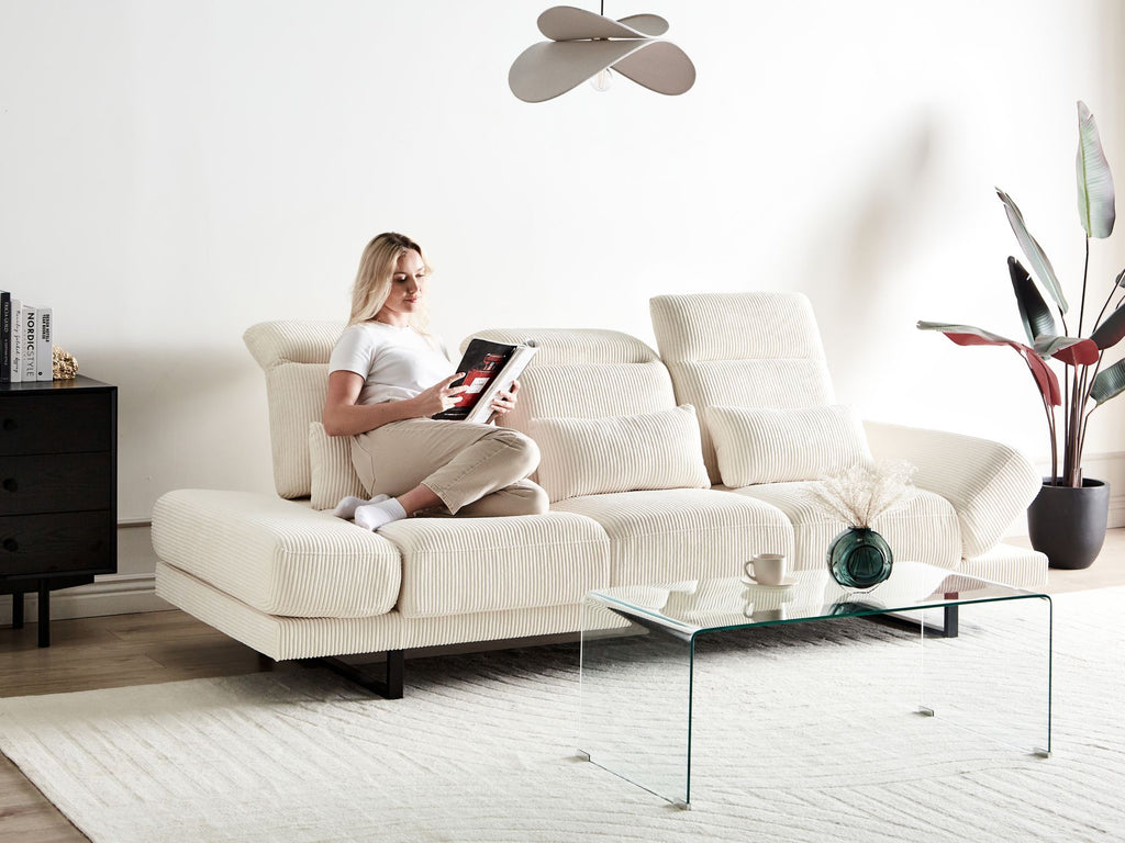 Jumbo Cord 3 Seater Sofa Light Beige IKAST