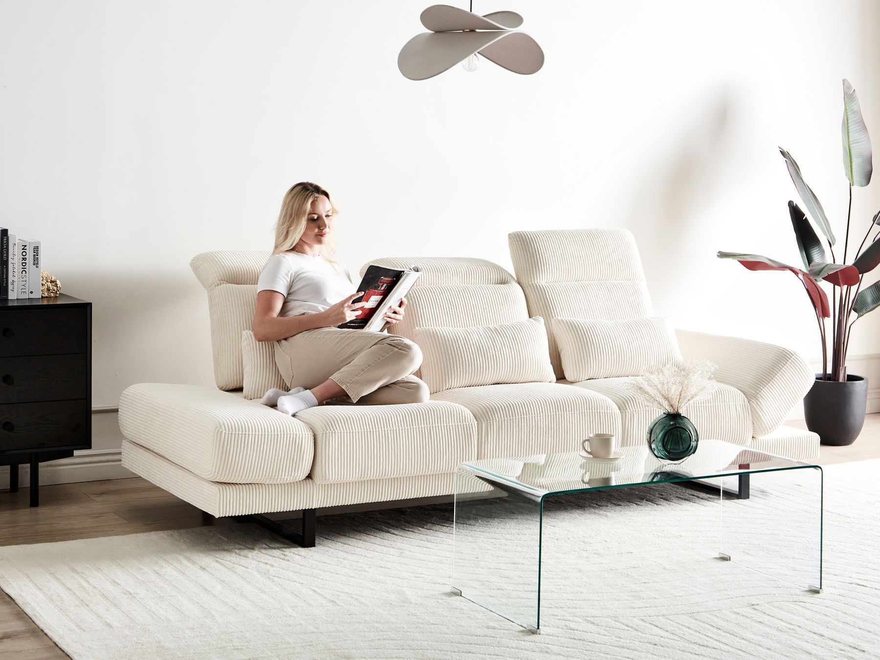 Jumbo Cord 3 Seater Sofa Light Beige IKAST