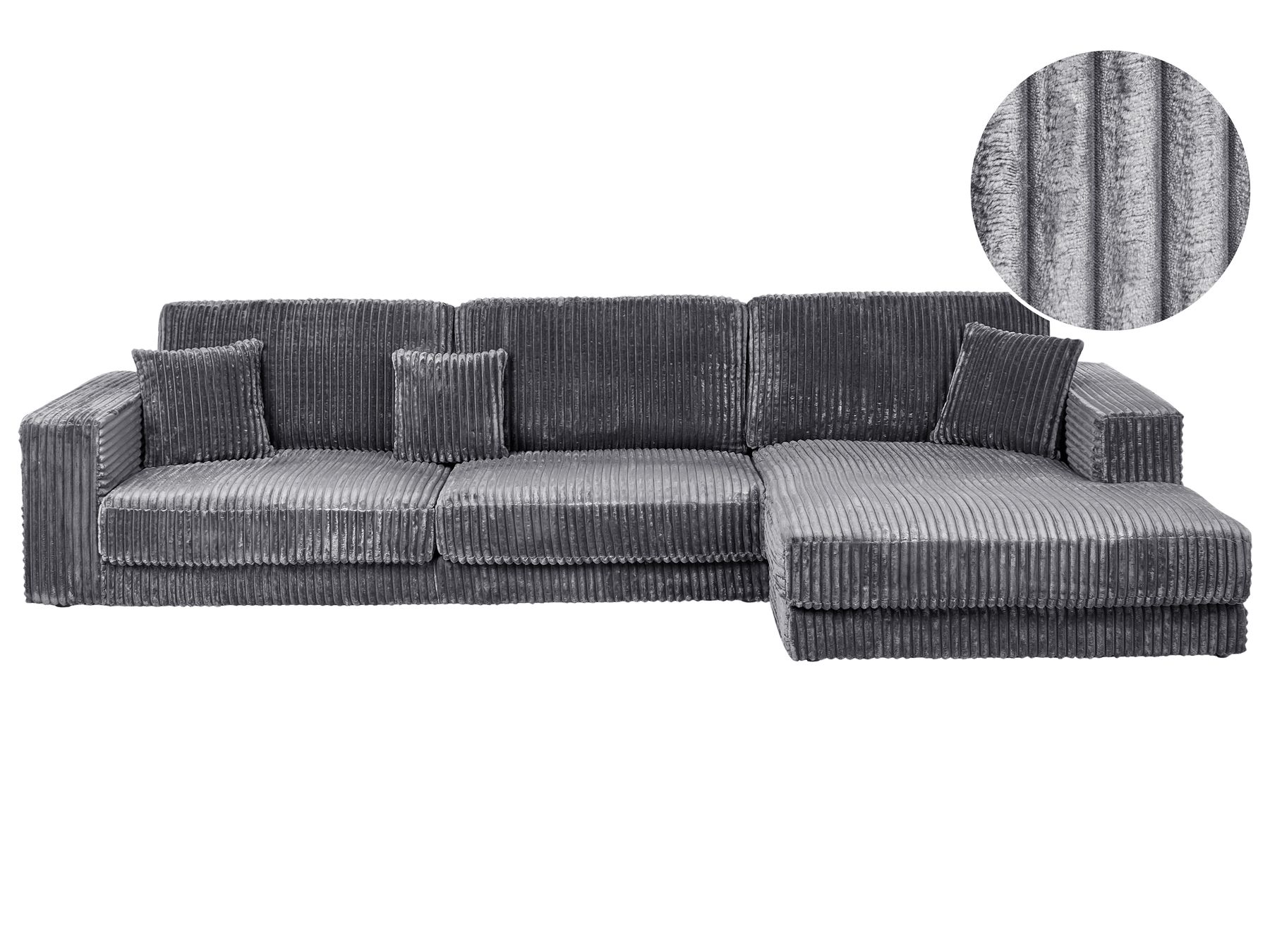 Corner Sofa LOFOTEN Corduroy Dark Grey 4 Seater Left Hand