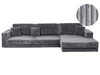 Corner Sofa Corduroy Dark Grey 4 Seater Left Hand