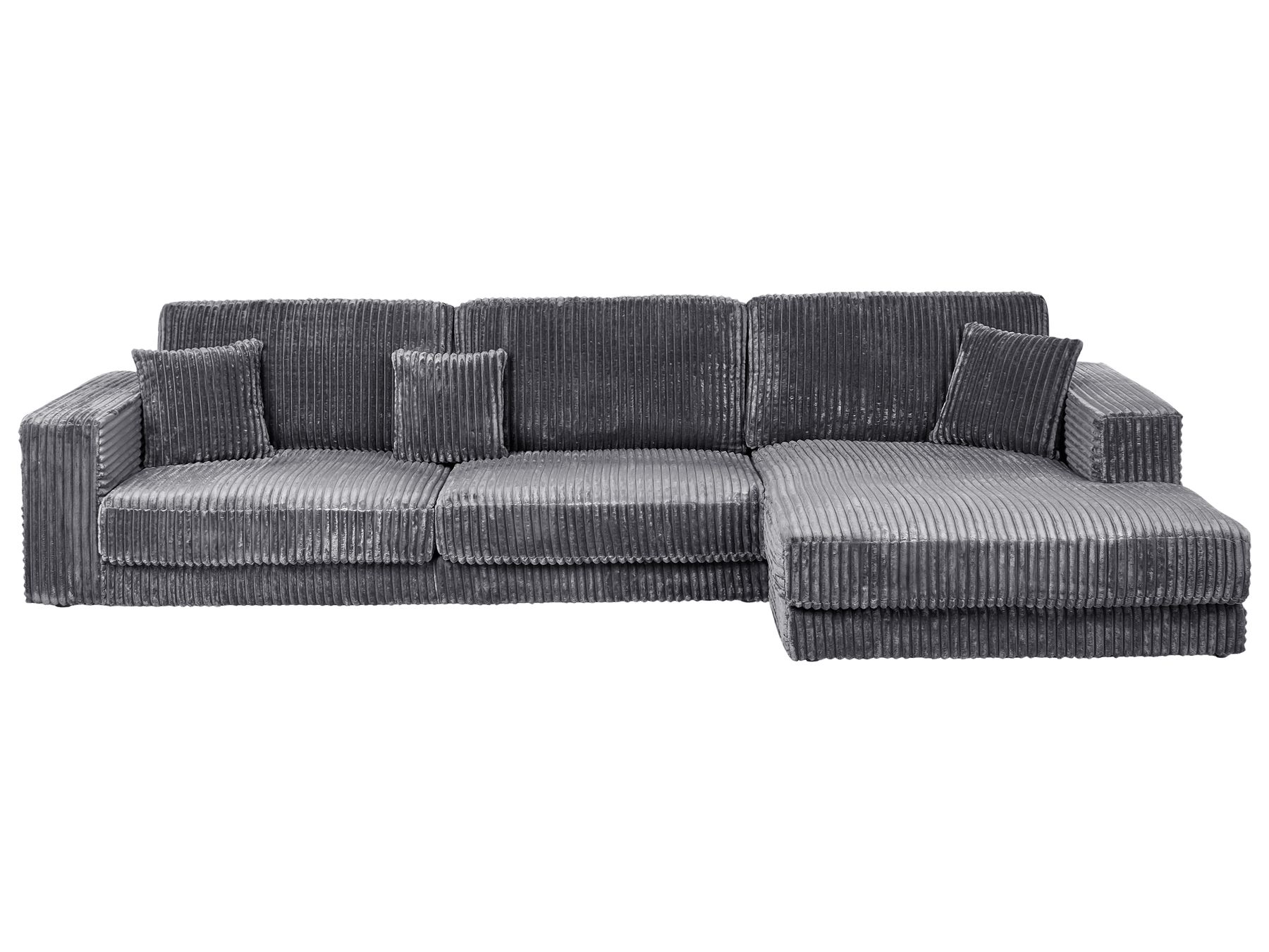 Corner Sofa LOFOTEN Corduroy Dark Grey 4 Seater Left Hand