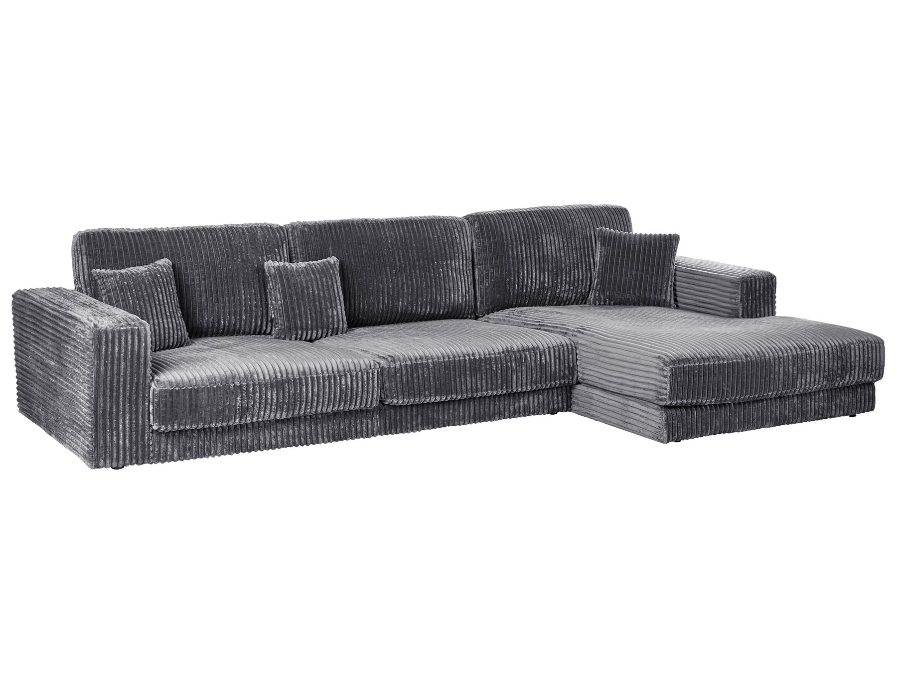 Corner Sofa LOFOTEN Corduroy Dark Grey 4 Seater Left Hand