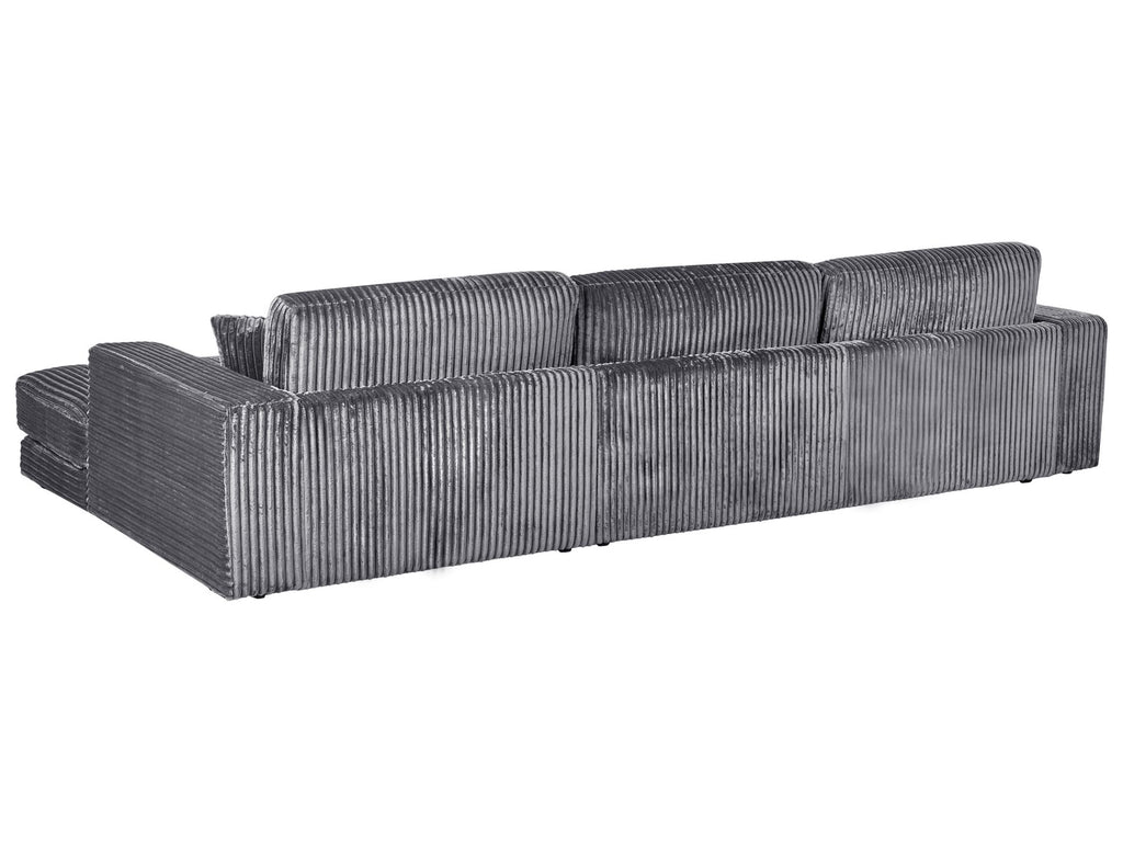 Corner Sofa LOFOTEN Corduroy Dark Grey 4 Seater Left Hand