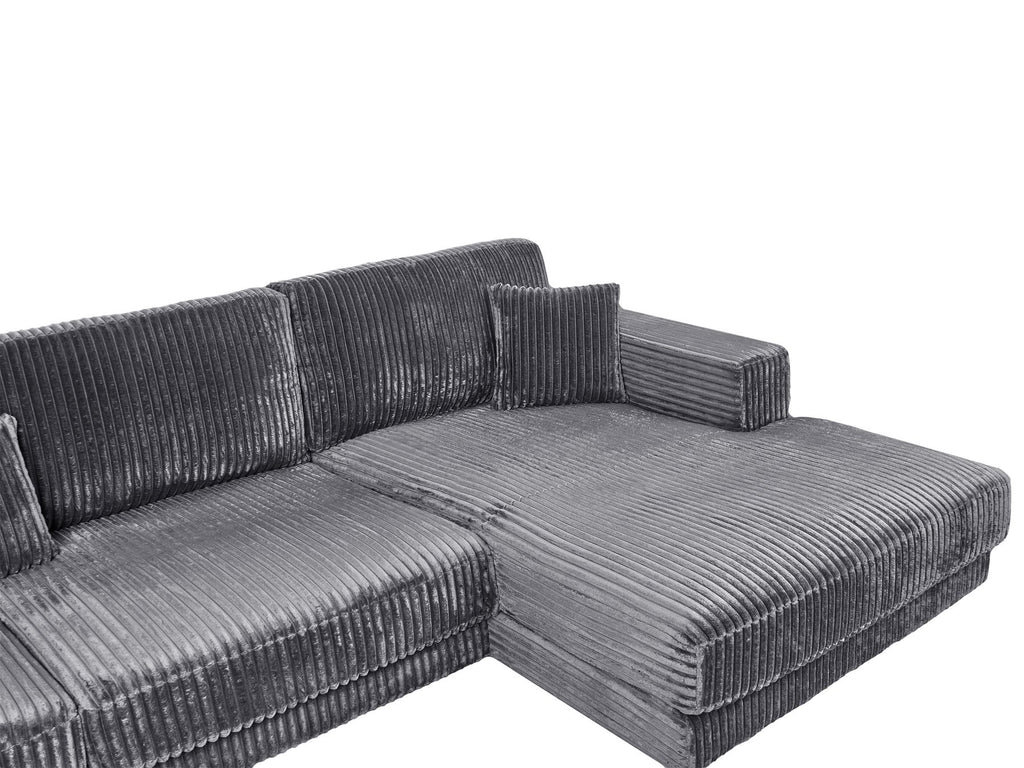 Corner Sofa LOFOTEN Corduroy Dark Grey 4 Seater Left Hand