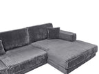 Corner Sofa LOFOTEN Corduroy Dark Grey 4 Seater Left Hand