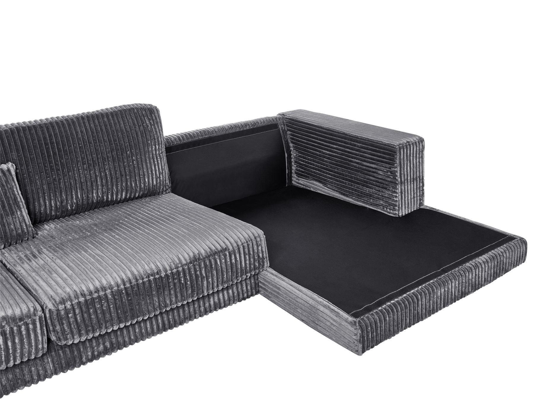 Corner Sofa LOFOTEN Corduroy Dark Grey 4 Seater Left Hand
