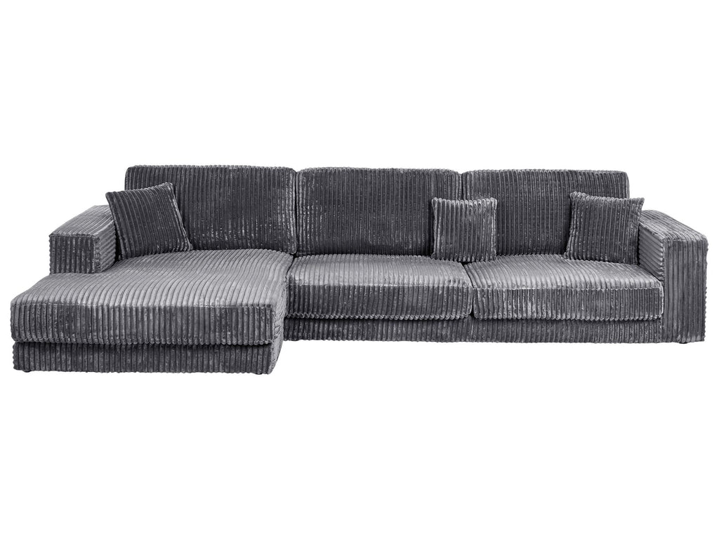 Corner Sofa LOFOTEN Corduroy Dark Grey 4 Seater Right Hand