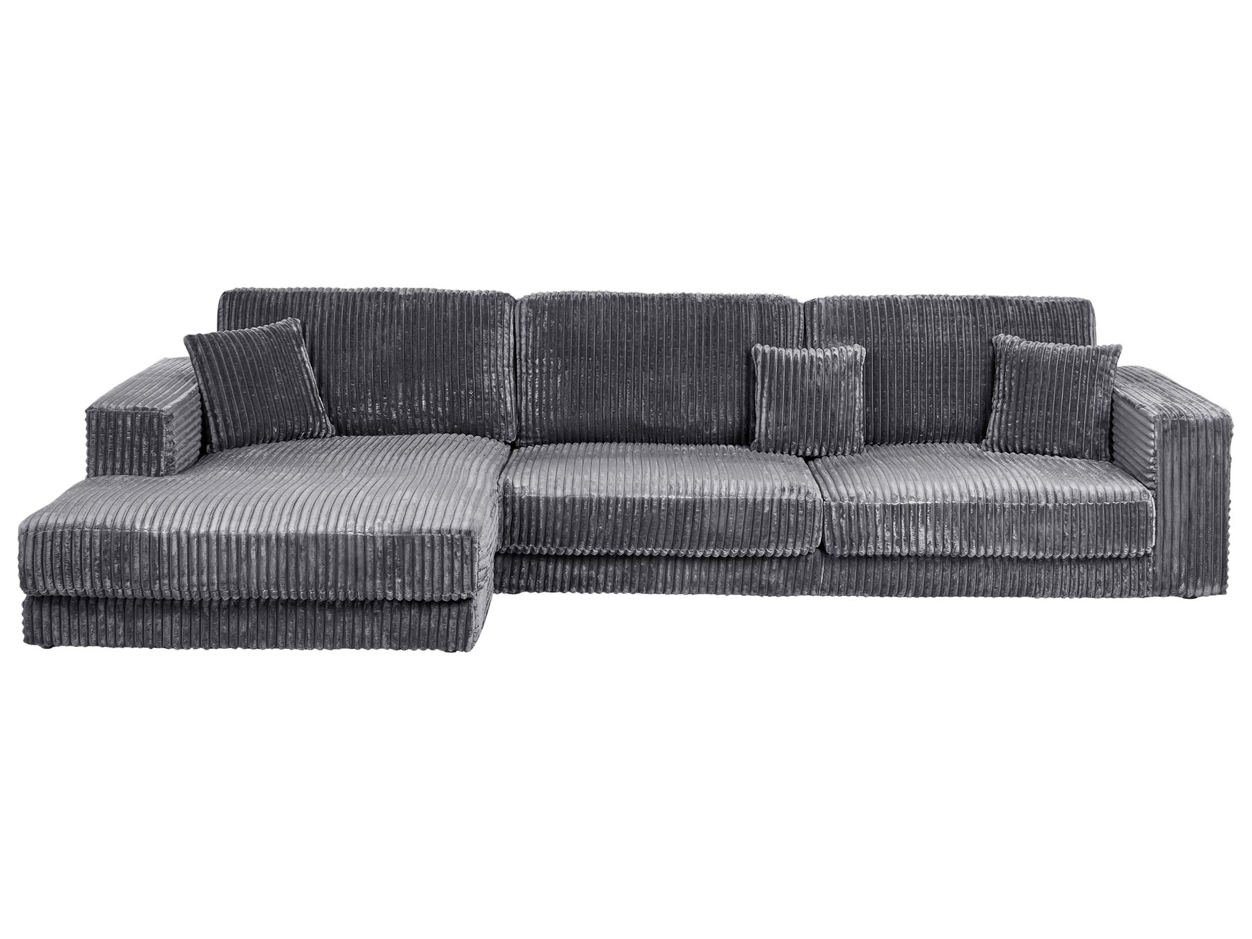 Corner Sofa LOFOTEN Corduroy Dark Grey 4 Seater Right Hand