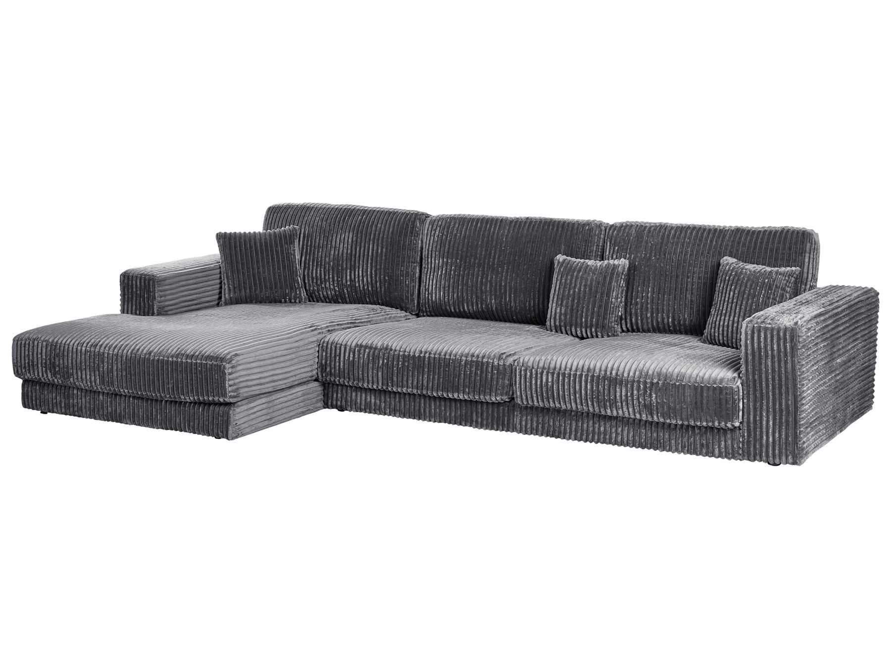 Corner Sofa LOFOTEN Corduroy Dark Grey 4 Seater Right Hand