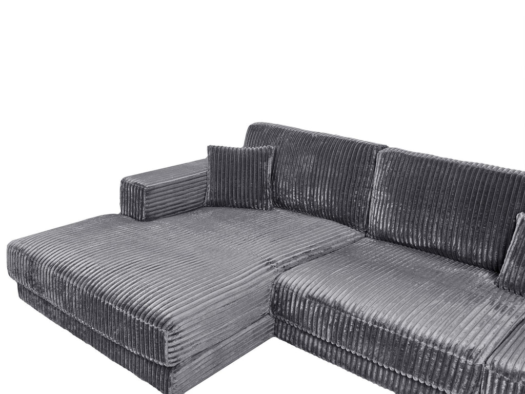Corner Sofa LOFOTEN Corduroy Dark Grey 4 Seater Right Hand