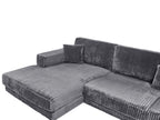 Corner Sofa LOFOTEN Corduroy Dark Grey 4 Seater Right Hand