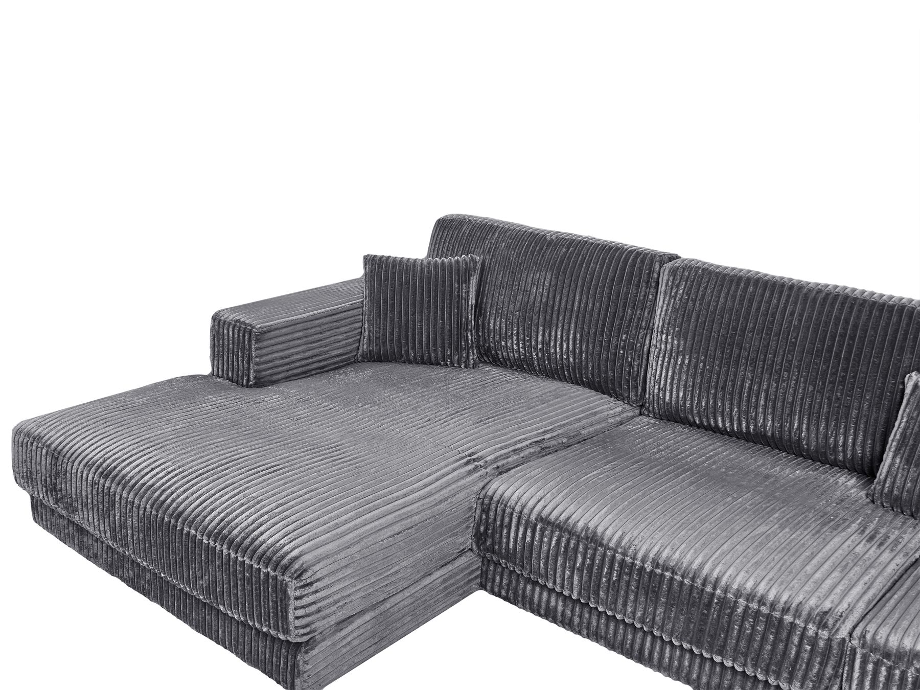 Corner Sofa LOFOTEN Corduroy Dark Grey 4 Seater Right Hand
