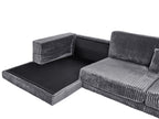 Corner Sofa LOFOTEN Corduroy Dark Grey 4 Seater Right Hand