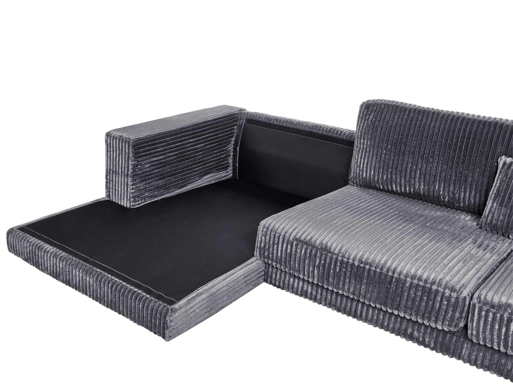 Corner Sofa LOFOTEN Corduroy Dark Grey 4 Seater Right Hand