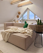 Left Hand 2 Seater Corner Sofa Beige VERNON