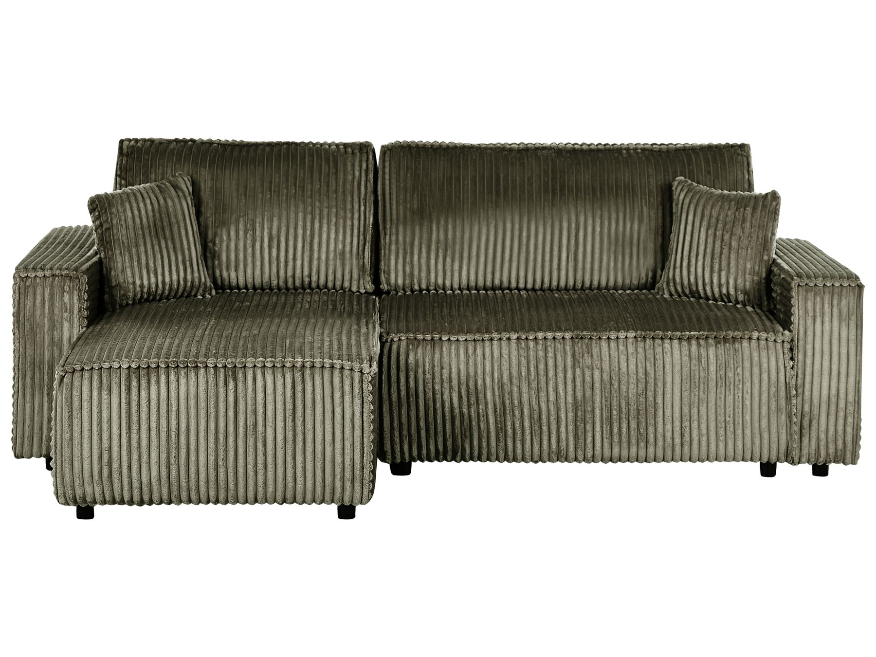 Corner Sofa Bed ABACKA Corduroy Green with Storage 2 Seater Right Hand