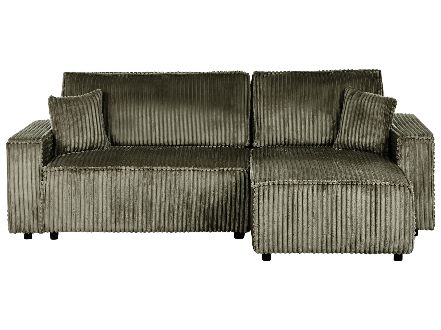 Corner Sofa Bed ABACKA Corduroy Green with Storage 2 Seater Left Hand