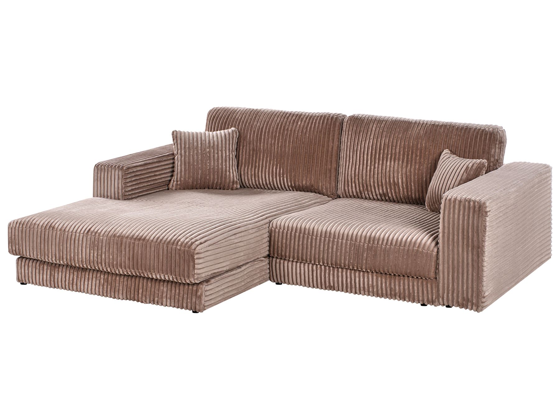 Corner Sofa LOFOTEN Corduroy Light Brown 3 Seater Right Hand