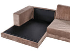 Corner Sofa LOFOTEN Corduroy Light Brown 3 Seater Right Hand